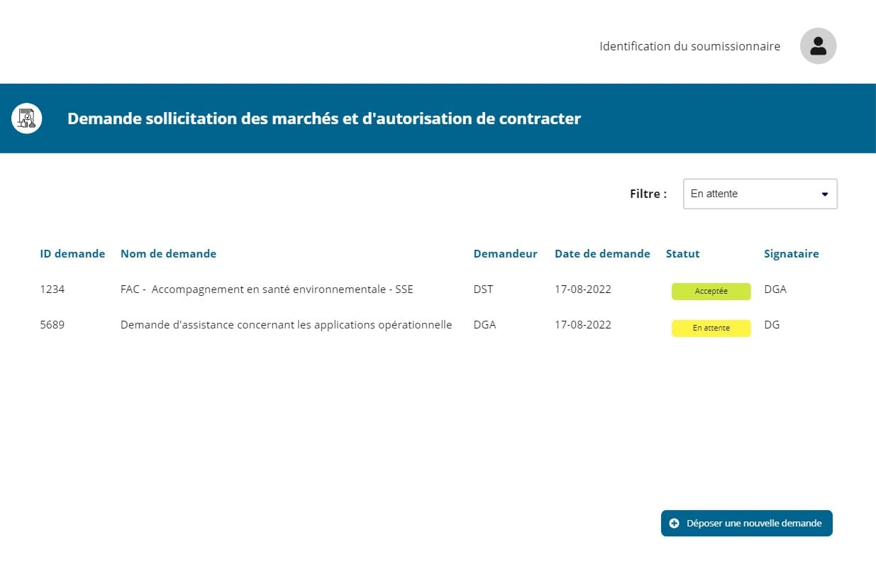 Capture d’écran de l’application — Automatisation du processus de gestion contractuelle