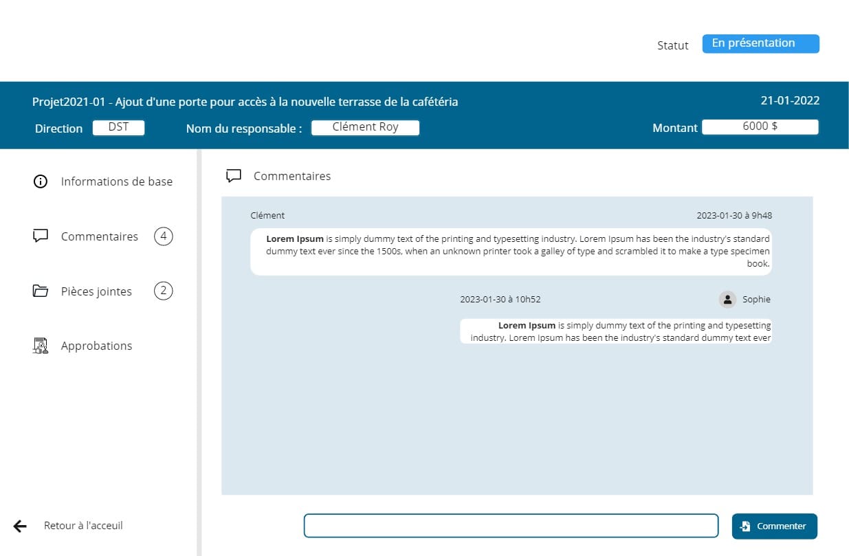 Capture d’écran de l’application — Automatisation du processus de gestion contractuelle