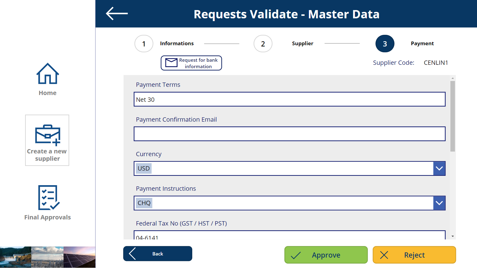 Capture d’écran de l’application — Registre des applications organisationnelles