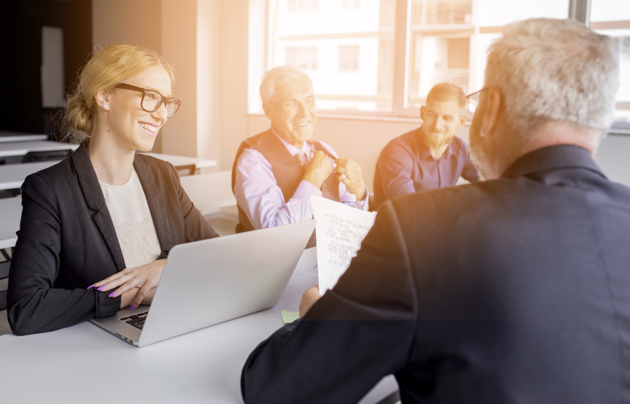 A Q&A session between cybersecurity consultants and clients.